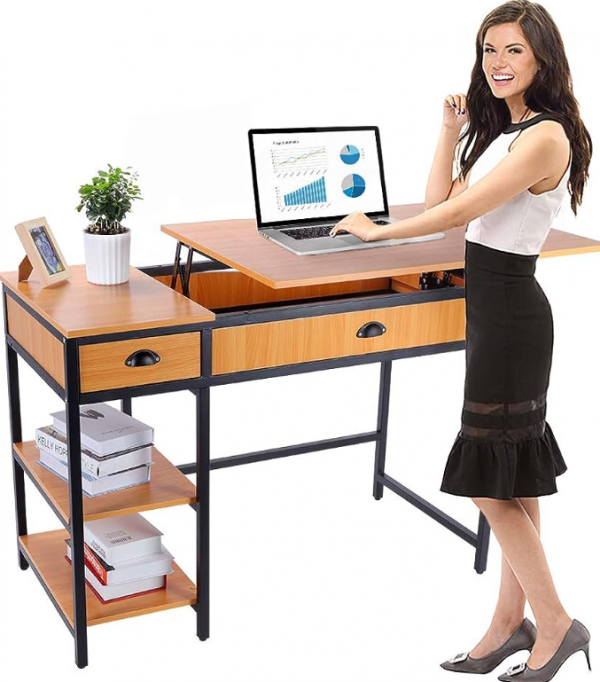 Meja belajar dengan laci penyimpanan tersembunyi